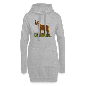 Pferd - Hoodie-Kleid - Grau meliert - Vorne
