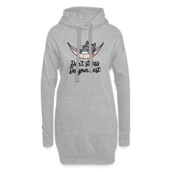 Chill Katzen Hängematte Vibes - Hoodie-Kleid - Grau meliert - Vorne
