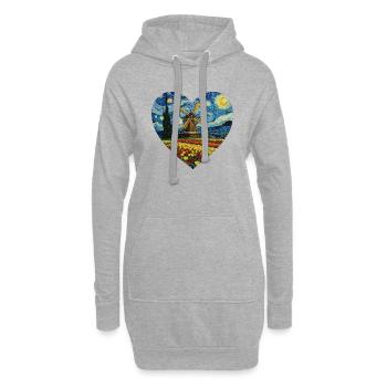 Holland Kunst Windmühle und Tulpen VG - Hoodie-Kleid - Grau meliert - Vorne