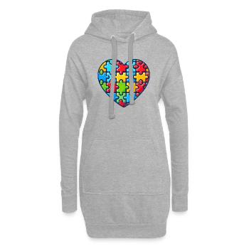 Autisme Cœur Journée de sensibilisation à l’autisme - Sweat-shirt à capuche long Femme - gris chiné - Devant