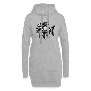 Squelette Piranha - Sweat-shirt à capuche long Femme - gris chiné - Devant