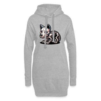 Skelett-Wolf - Hoodie-Kleid - Grau meliert - Vorne