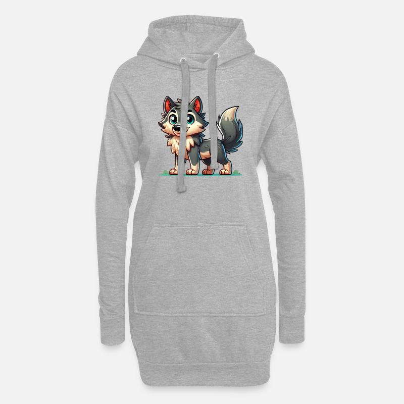 wolf comic 1 - Hoodie-Kleid - Grau meliert