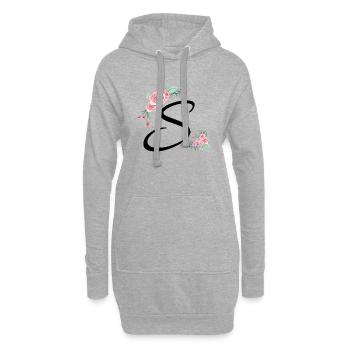 Lettre s fleurs - Sweat-shirt à capuche long Femme - gris chiné - Devant