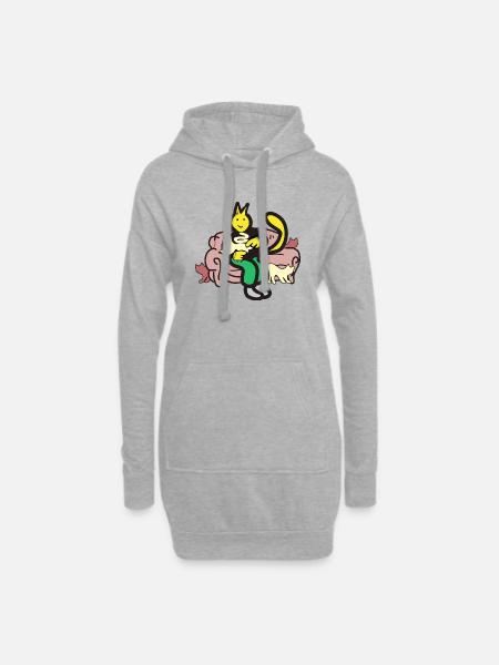 Chat personne - Sweat-shirt à capuche long Femme - gris chiné