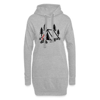 Zelt Lagerfeuer Natur - Hoodie-Kleid - Grau meliert - Vorne