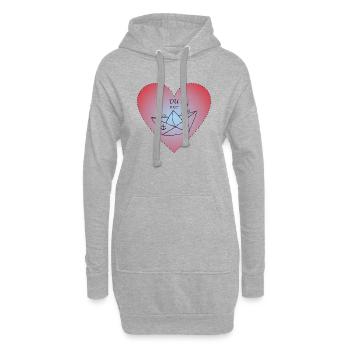 Herz Liebespaar Schiff Anker - Hoodie-Kleid - Grau meliert - Vorne