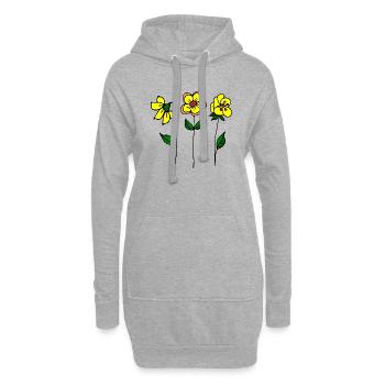 Blumen - Hoodie-Kleid - Grau meliert - Vorne
