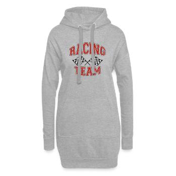 racing team - Sweat-shirt à capuche long Femme - gris chiné - Devant