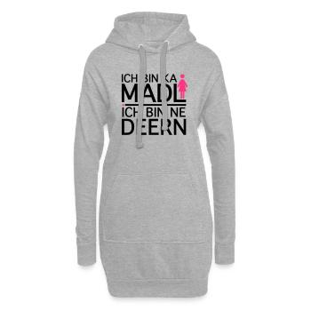 Ich bin ka Madl, Ich bin ne Deern - Hoodie-Kleid - Grau meliert - Vorne