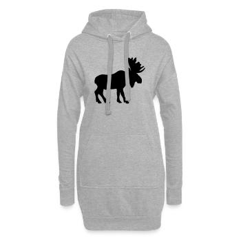 moose animal - Sweat-shirt à capuche long Femme - gris chiné - Devant