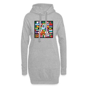 Drapeaux du Monde - Sweat-shirt à capuche long Femme - gris chiné - Devant
