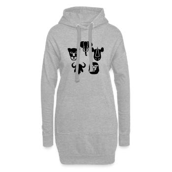 Afrika Tiere Big Five - Hoodie-Kleid - Grau meliert - Vorne