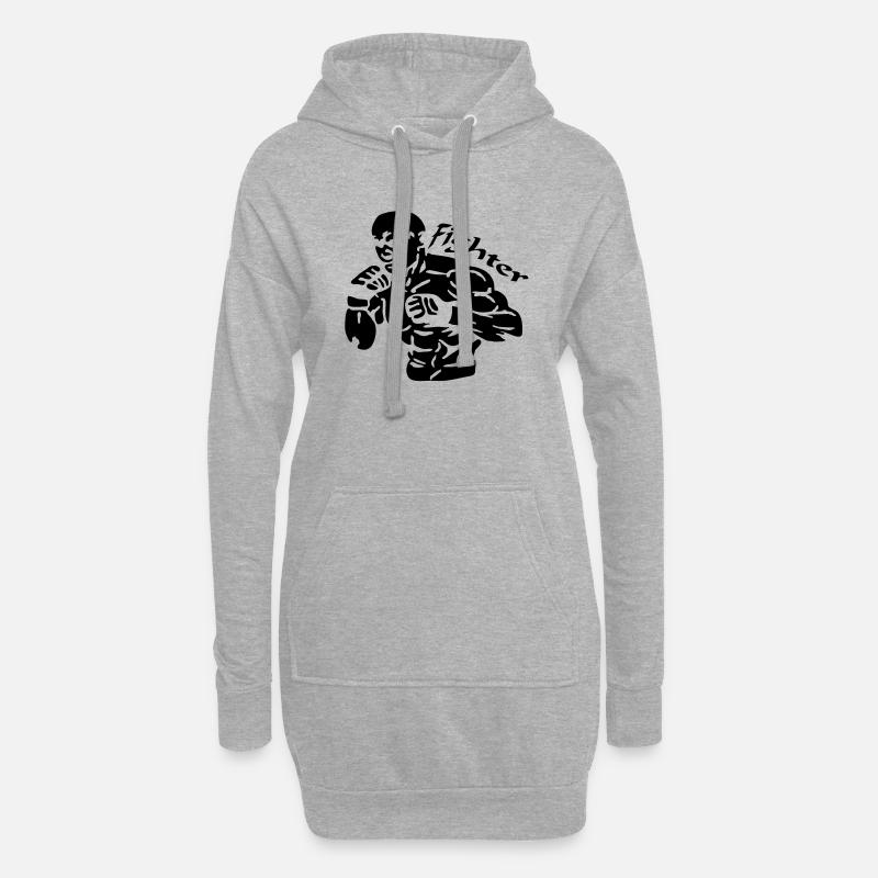 Fighter Logo - Hoodie-Kleid - Grau meliert