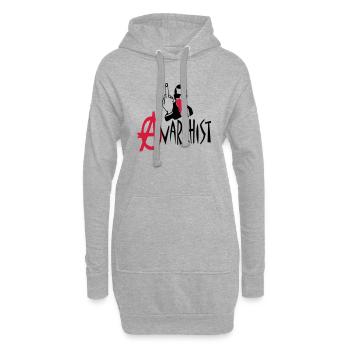 anarchiste - Sweat-shirt à capuche long Femme - gris chiné - Devant