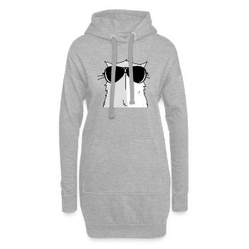 portrait d'un chat aux lunettes de soleil - Sweat-shirt à capuche long Femme - gris chiné - Devant