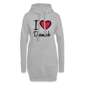 I Love Denmark Danmark Logo - Sweat-shirt à capuche long Femme - gris chiné - Devant
