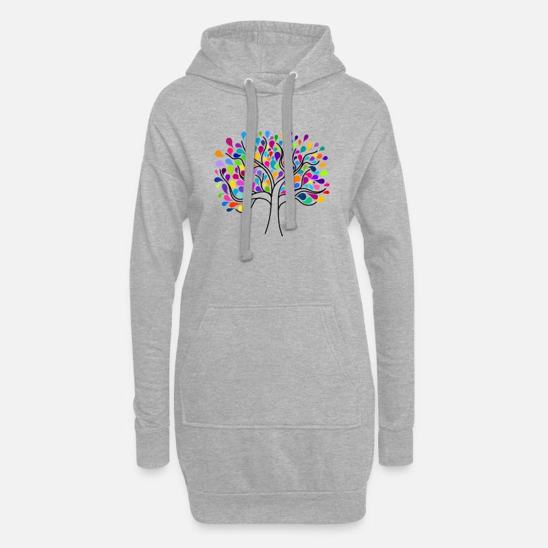 Baum des Lebens - Hoodie-Kleid - Grau meliert