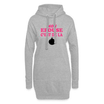 Mon épouse c'est de la bombe 333 - Sweat-shirt à capuche long Femme - gris chiné - Devant