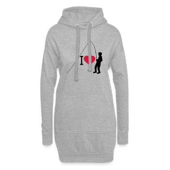 J'aime le coeur de pêche pêcheur amour silhouette sport c - Sweat-shirt à capuche long Femme - gris chiné - Devant
