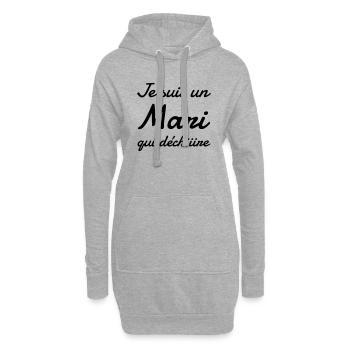 Mariage Amour Marié Mariée EJG EVJF Mari Femme - Sweat-shirt à capuche long Femme - gris chiné - Devant
