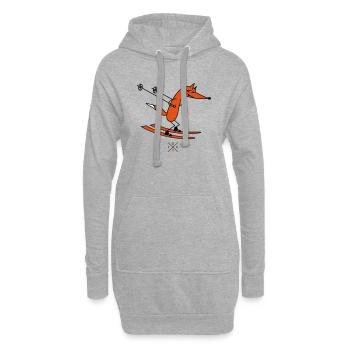 schlauer Skifahrer - Hoodie-Kleid - Grau meliert - Vorne