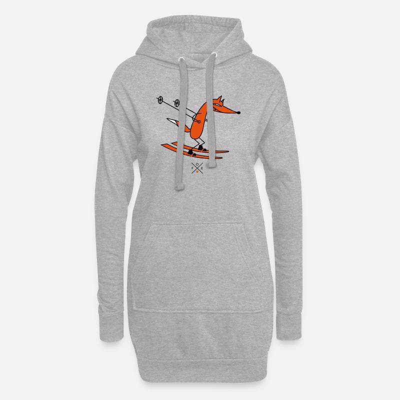 schlauer Skifahrer - Hoodie-Kleid - Grau meliert