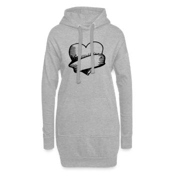 Vintage Heart - Love, Valentine's Day, Romance - Sweat-shirt à capuche long Femme - gris chiné - Devant