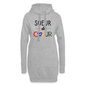 T shirt soeur de coeur, famille, amie. - Sweat-shirt à capuche long Femme - gris chiné - Devant