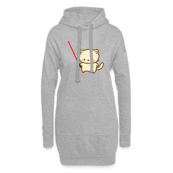 Chat mignon avec un sabre laser rouge - Sweat-shirt à capuche long Femme - gris chiné - Devant