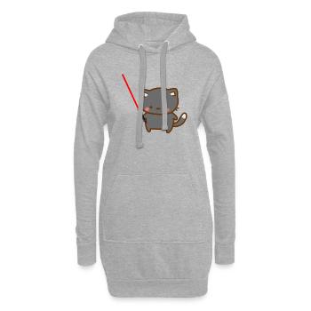 Chat mignon avec un sabre laser rouge - Sweat-shirt à capuche long Femme - gris chiné - Devant