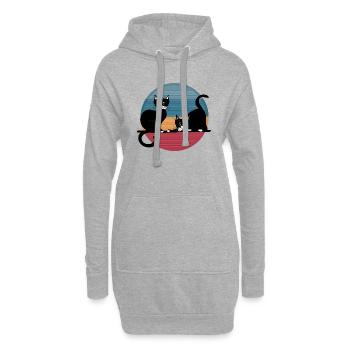 Les chats - Sweat-shirt à capuche long Femme - gris chiné - Devant