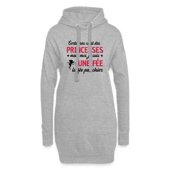 Princesses mais une fée / la fée pas chier - Sweat-shirt à capuche long Femme - gris chiné - Devant