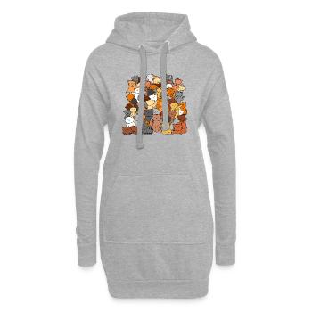 Gruppe bunte Katze - Hoodie-Kleid - Grau meliert - Vorne