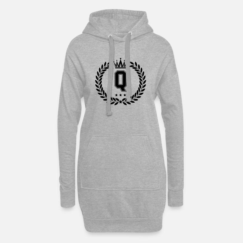 wappen Q - Hoodie-Kleid - Grau meliert