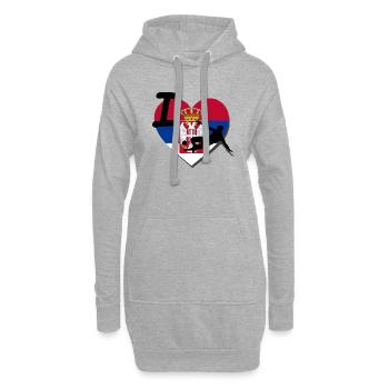 I Love Fußball Serbien - Hoodie-Kleid - Grau meliert - Vorne