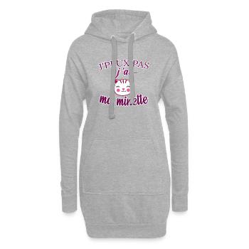 tee shirt j peux pas j ai ma minette chat mignon - Sweat-shirt à capuche long Femme - gris chiné - Devant
