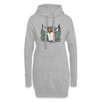 Western Rodeo Kuhkopf Blumen Cowboy Cow Girl USA - Hoodie-Kleid - Grau meliert - Vorne