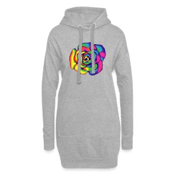 Rose Blume Bunt Regenbogen Illustration - Hoodie-Kleid - Grau meliert - Vorne