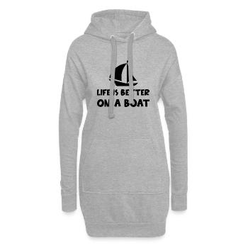 La vie est meilleure sur un bateau - Sweat-shirt à capuche long Femme - gris chiné - Devant