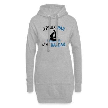 Je peux pas j'ai bateau cadeau humour marin homme - Sweat-shirt à capuche long Femme - gris chiné - Devant