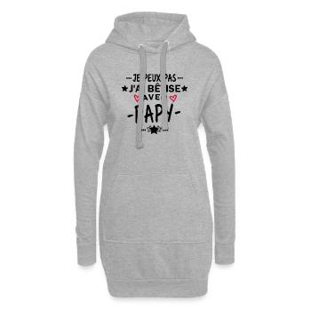 je peux pas j ai bêtise avec papy - Sweat-shirt à capuche long Femme - gris chiné - Devant
