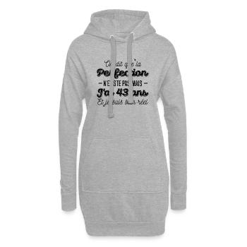 43 ans de perfection / humour anniversaire 43 ans - Sweat-shirt à capuche long Femme - gris chiné - Devant