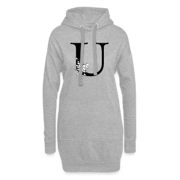 Lettre U - Sweat-shirt à capuche long Femme - gris chiné - Devant