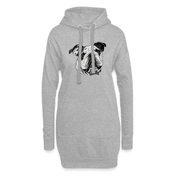Bulldog français chien anglais 5 - Sweat-shirt à capuche long Femme - gris chiné - Devant