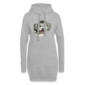 Chien - Sweat-shirt à capuche long Femme - gris chiné - Devant