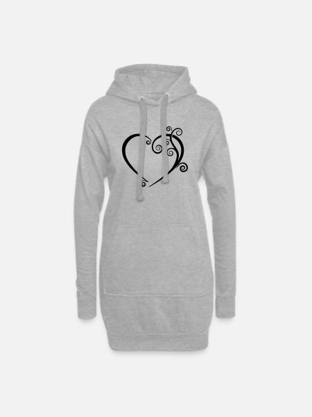 Open Heart - kreatives Herz-Design - Hoodie-Kleid - Grau meliert
