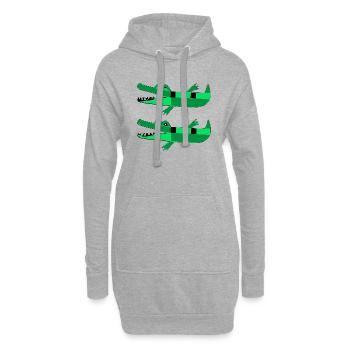 Zwei glückliche Krokodile - Hoodie-Kleid - Grau meliert - Vorne