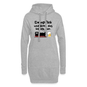 Dampflok Bier Eisenbahn Eisenbahner Spruch - Hoodie-Kleid - Grau meliert - Vorne