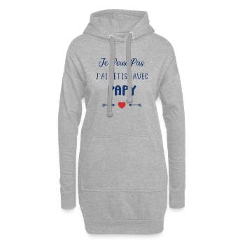 Je peux pas j'ai bêtise avec papy - Sweat-shirt à capuche long Femme - gris chiné - Devant